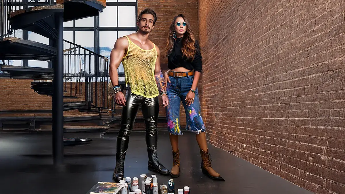 Fashion models in urban industrial setting