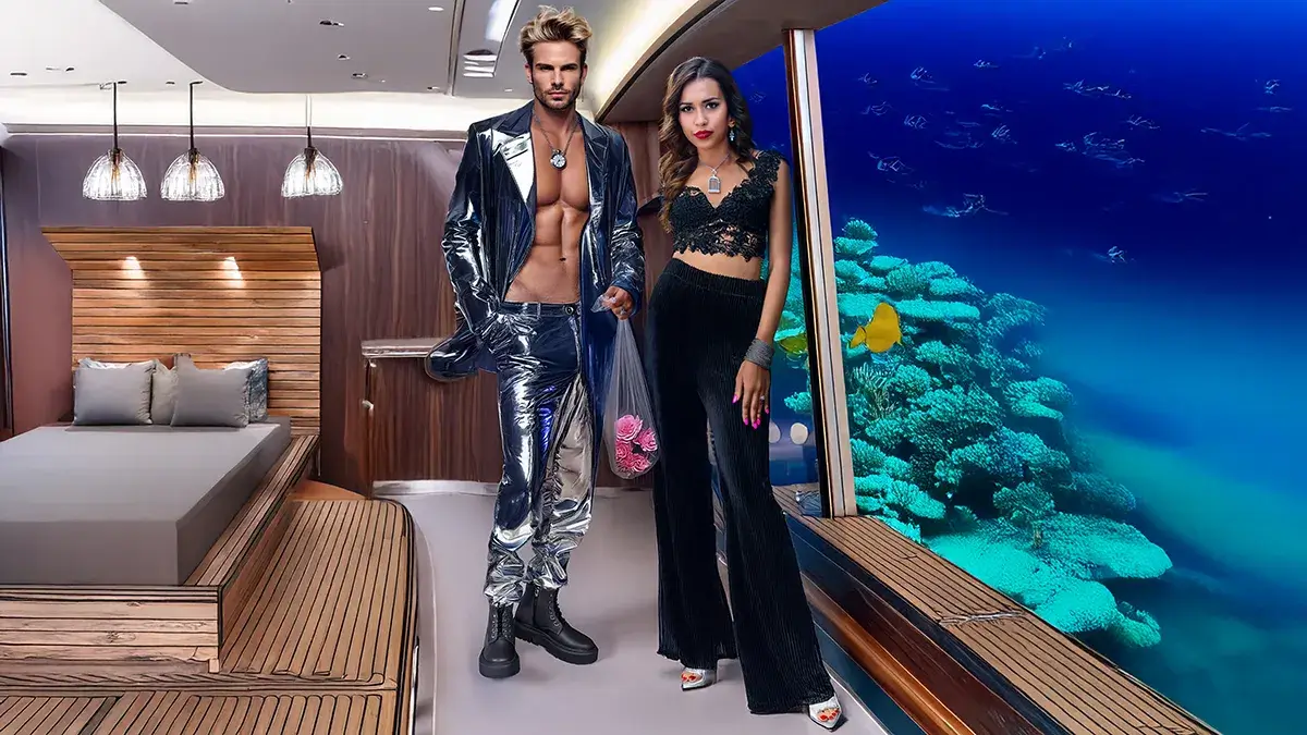 Fashion models with unique backdrop