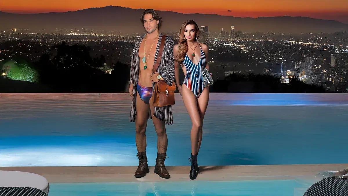 Fashion models with unique backdrop